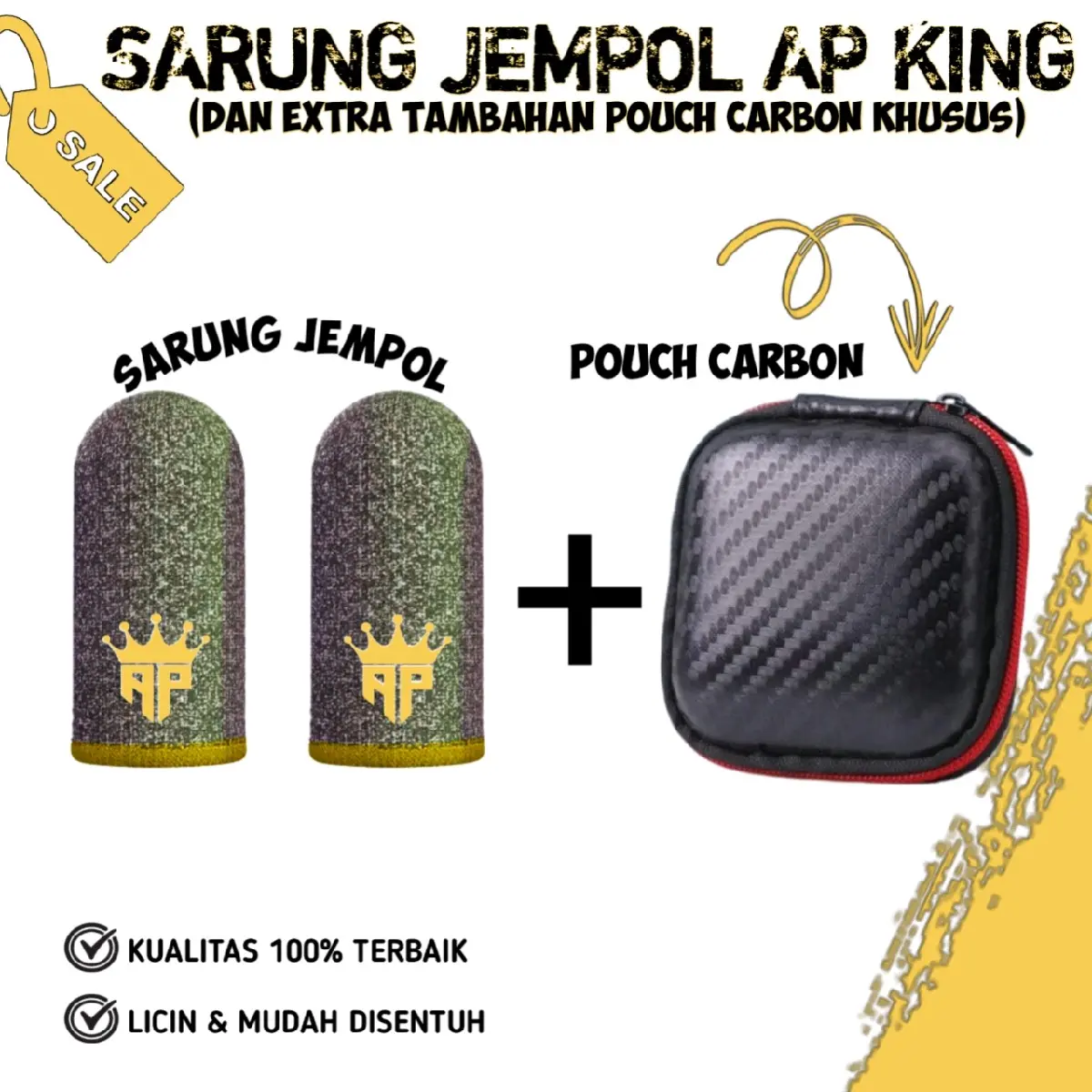 Sarung Jempol Gaming AP + Pouch Box Carbon Aksesoris Game Free Fire & Mobile Legends By Andra ST