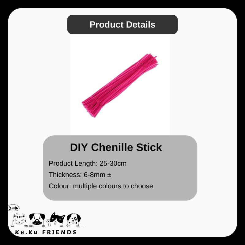 READY STOCK DIY Stems Chenille Sticks 100pcs Twist Craft Colourful Pipe Cleaners Art Kawat Bulu Dawai Gebu Kids Craft