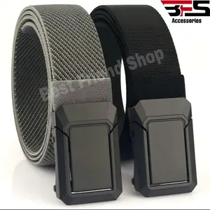 B.F.S Sabuk Pria Nylon Terbaru Fast Unlock Gesper Pria Ikat Pinggang Pria Kanvas Besi Coklat Hitam Hijau Biru Biru