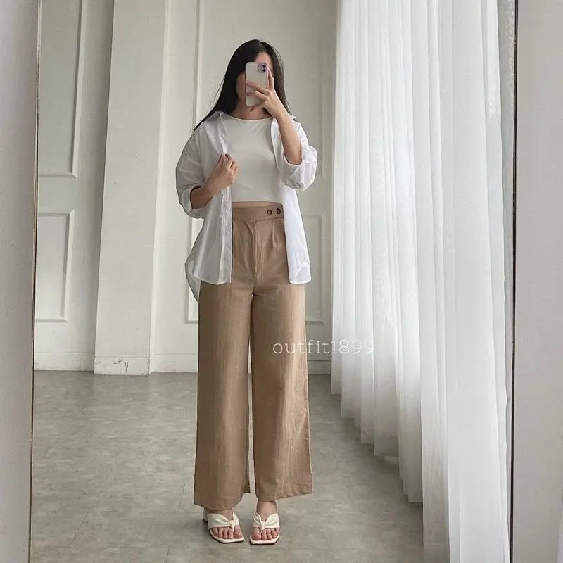 RIFNA STORE CELANA KULOT LINEN DUA KANCING