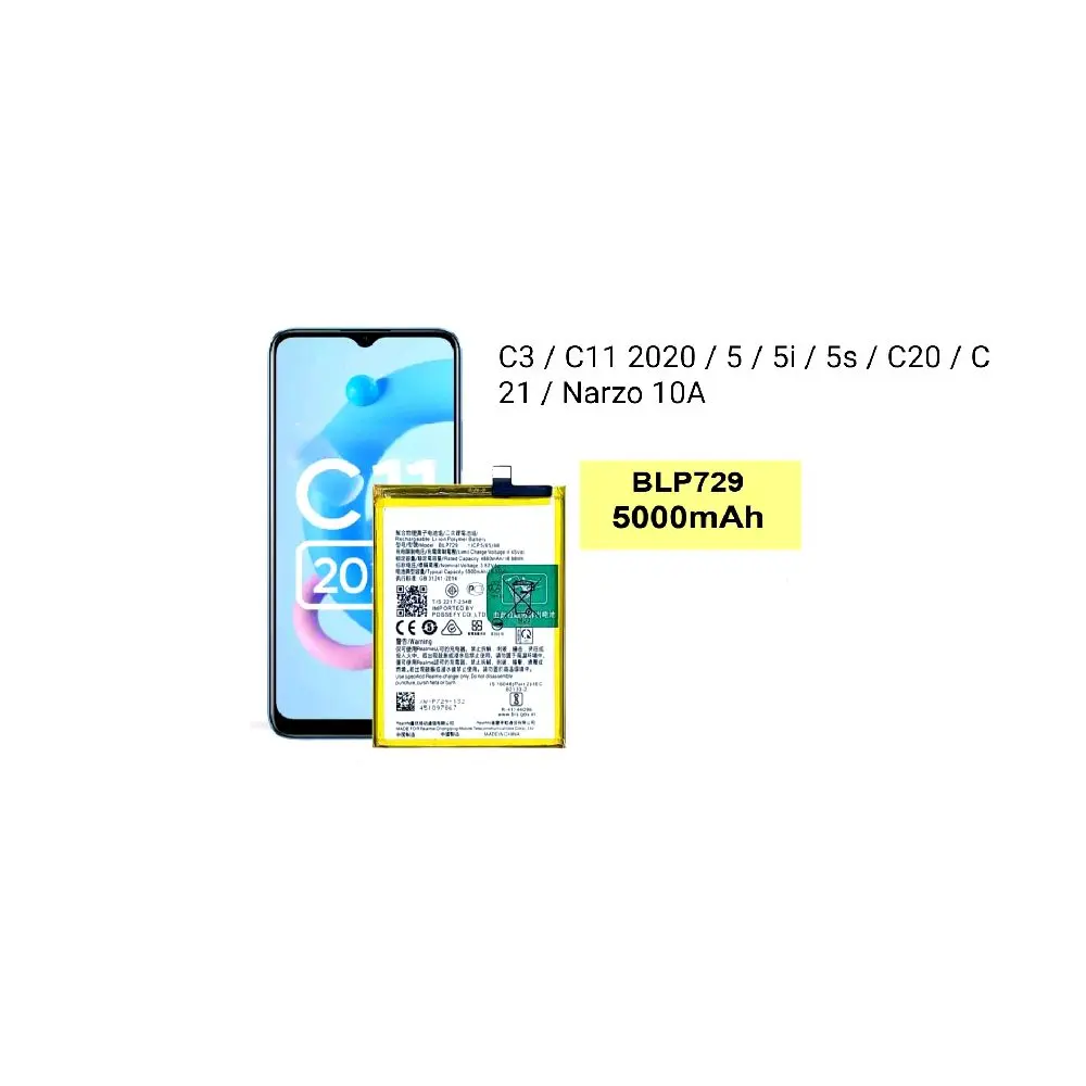( COD ) Batre Battray BLP729 Untuk Realme C3 / C11 2020 / 5 / 5s / 5i / C20 / C21 / Narzo 10A Battray Battre Battery