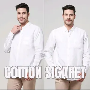 kemeja lengan panjang polos bahan sigaret premium Nyaman Pria Kerja Casual Kain Muda