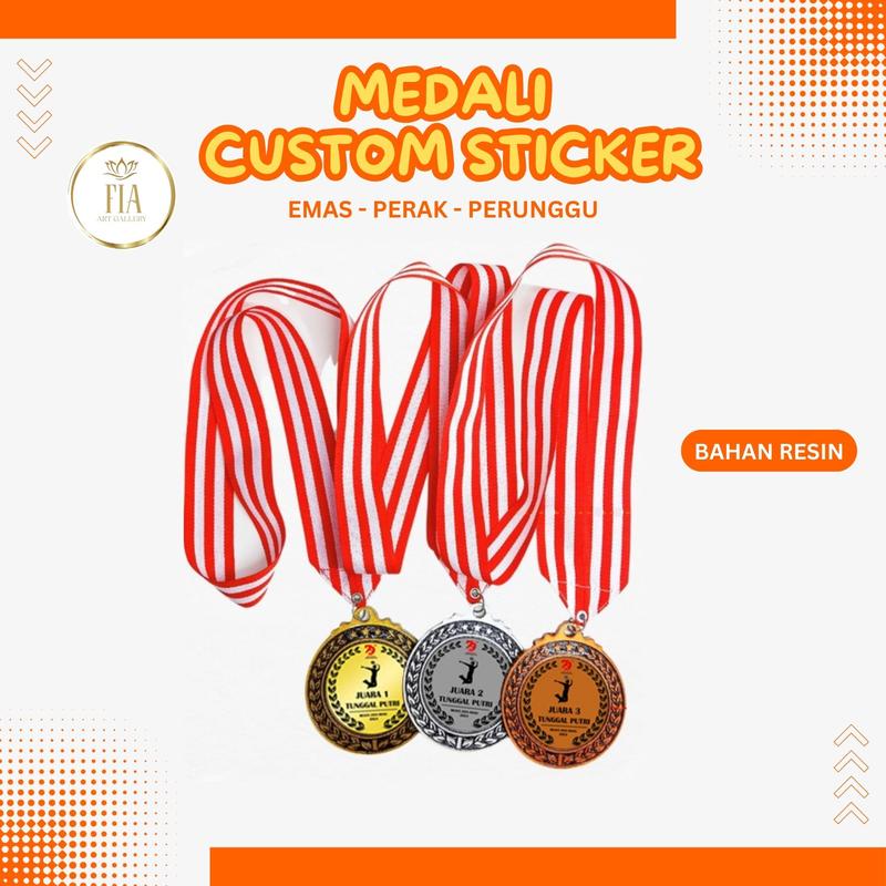 Medali Custom Kejuaraan Bahan Resin Warna Emas Perak Perunggu
