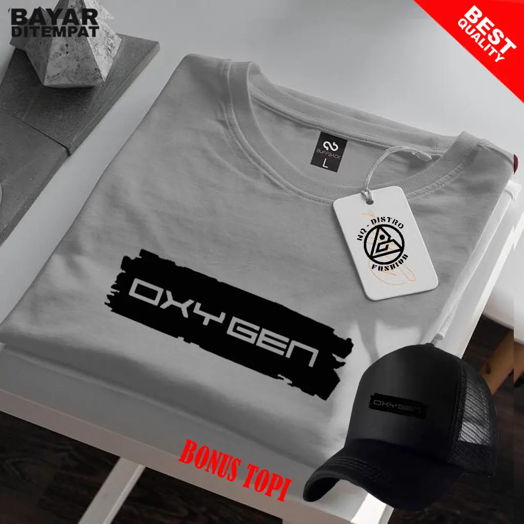 COD Baju Distro-BONUS TOPI Baju Kaos OXG  BLOK hitam Baju Kaos Pria Lengan Pendek / TShirt Distro Cotton Combed 30s Premium Dewasa Atasan