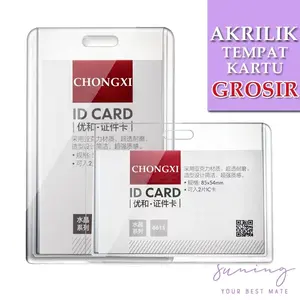 Tempat Kartu Id Card Akrilik 2 Sisi Bening Transparan Vertikal Horizontal / Cover ID Card Akrilik Transparan-YuanYuanMall