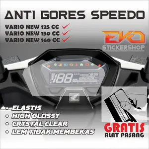Antigores Speedometer Vario 160 150 125 Bahan Transparan Grade Otomotif Crystal Glossy & Lem Tidak Membekas Gratis Alat Pasang