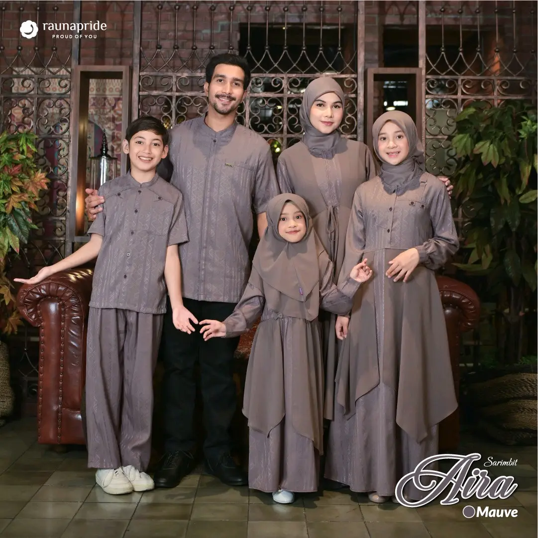 Sarimbit Lebaran Terbaru 2025 AIRA MAUVE by Raunapride I Couplean Set Keluarga