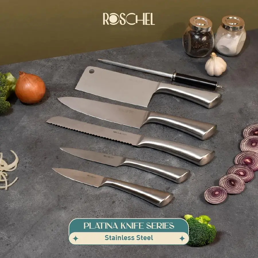 Roschel Platina Knife Pisau Dapur Stainless Steel Anti Karat