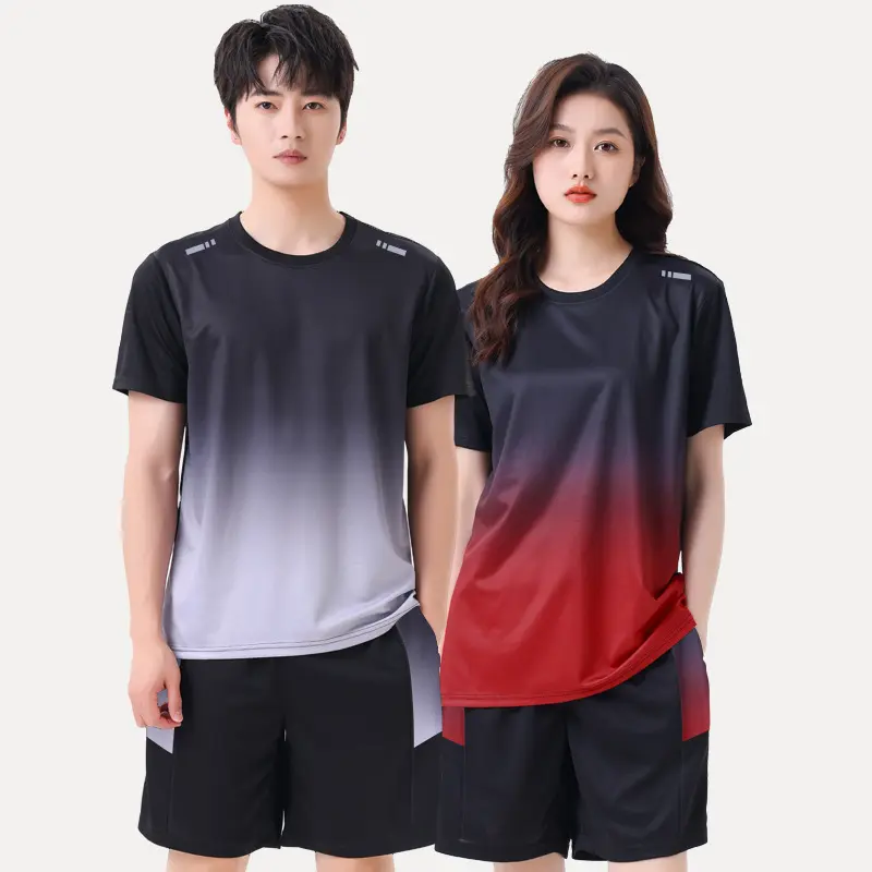 [4 colors] M-5XL large size men's T-shirt suit men's ice silk thin fitness clothes running sports basketball training short-sleeved loose quick-drying tops plus size men's outdoor sports