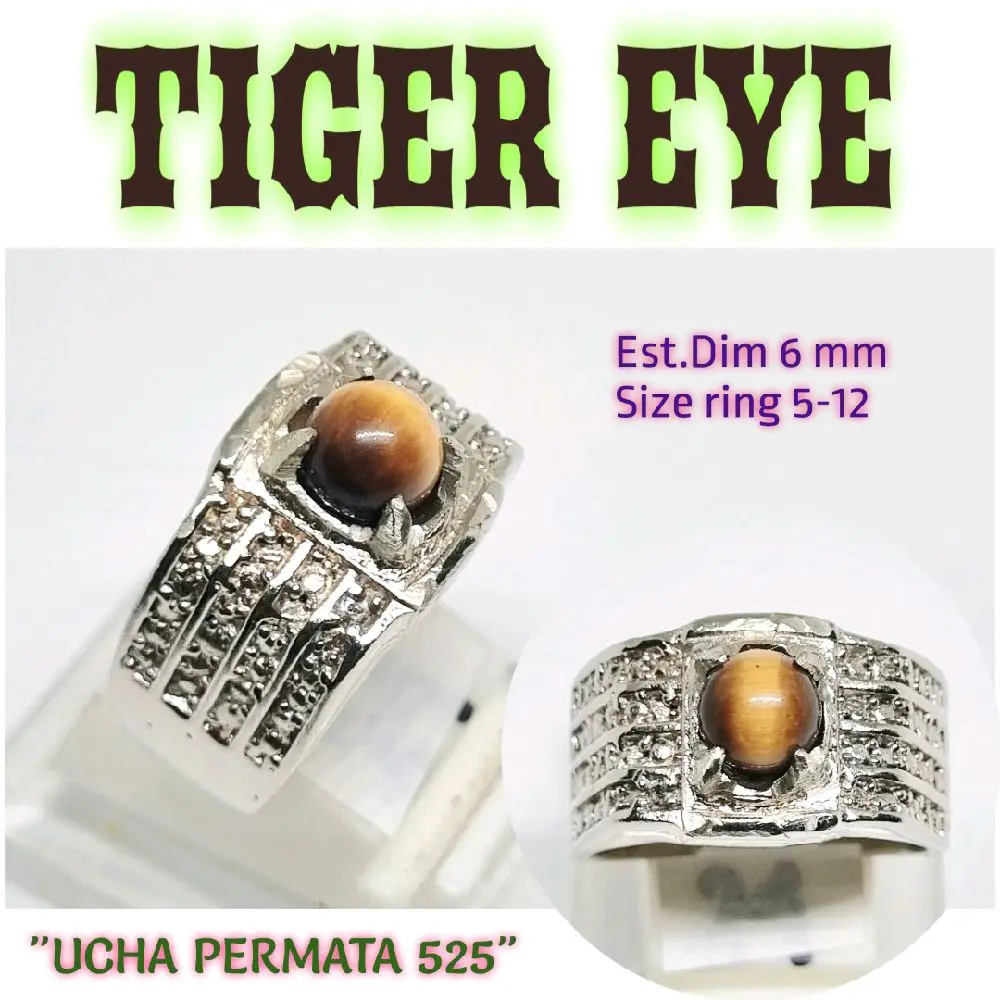 cincin batu lipan tiger eye / batu biduri sepah asli natural Rings Akik