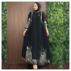 Revana Dress- Ceruty Digital Printing Motif Busana Muslim Remaja Dewasa By Es-Ha Scarf