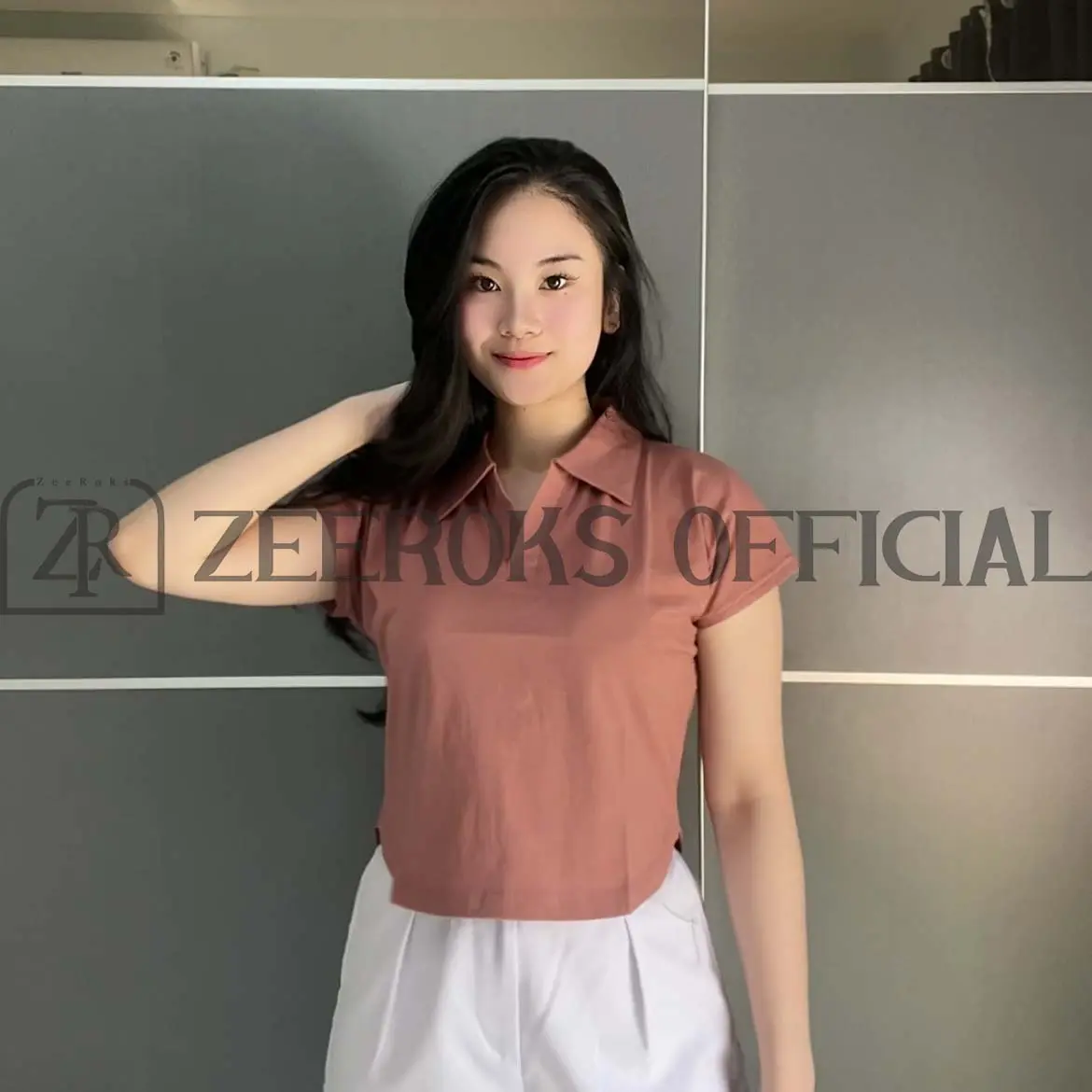 ZEEROKS Baju Wanita Crop Top Leher Kerah Polo Lengan Pendek Bahan Cotton Combed Kaos Cewek
