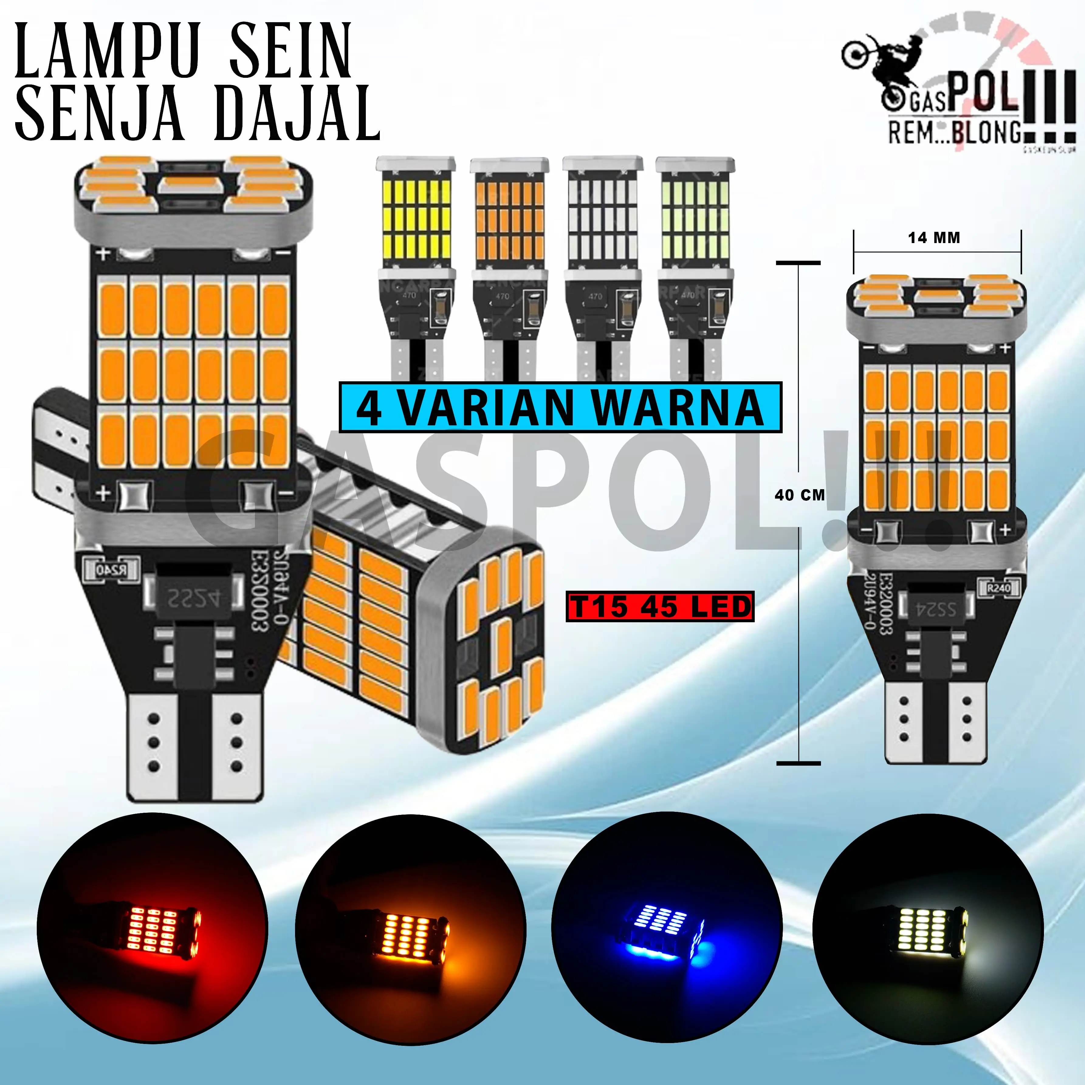 LAMPU SEN SEIN DAJJAL DAJAL 45 LED BOHLAM BOLAM MOTOR MOBIL T15 T10 W16W 4014-45 SMD TERANG 12V SERBA GUNA UNIVERSAL Car