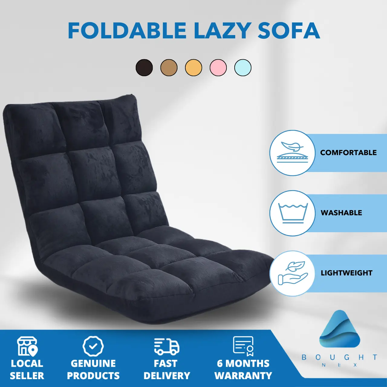 Lazy Sofa Folding Adjustable Memory Foam Gaming Floor Chair Living Room Bedroom Furniture Couch Sleeping Bed
