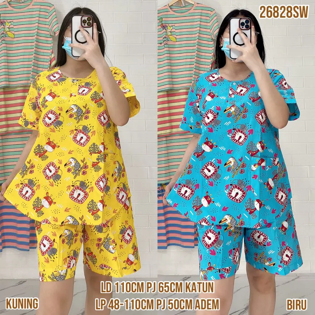 Baju Tidur Merlin HP Dewasa Setelan Katun Motif karakter  - Bahan Katun Premium