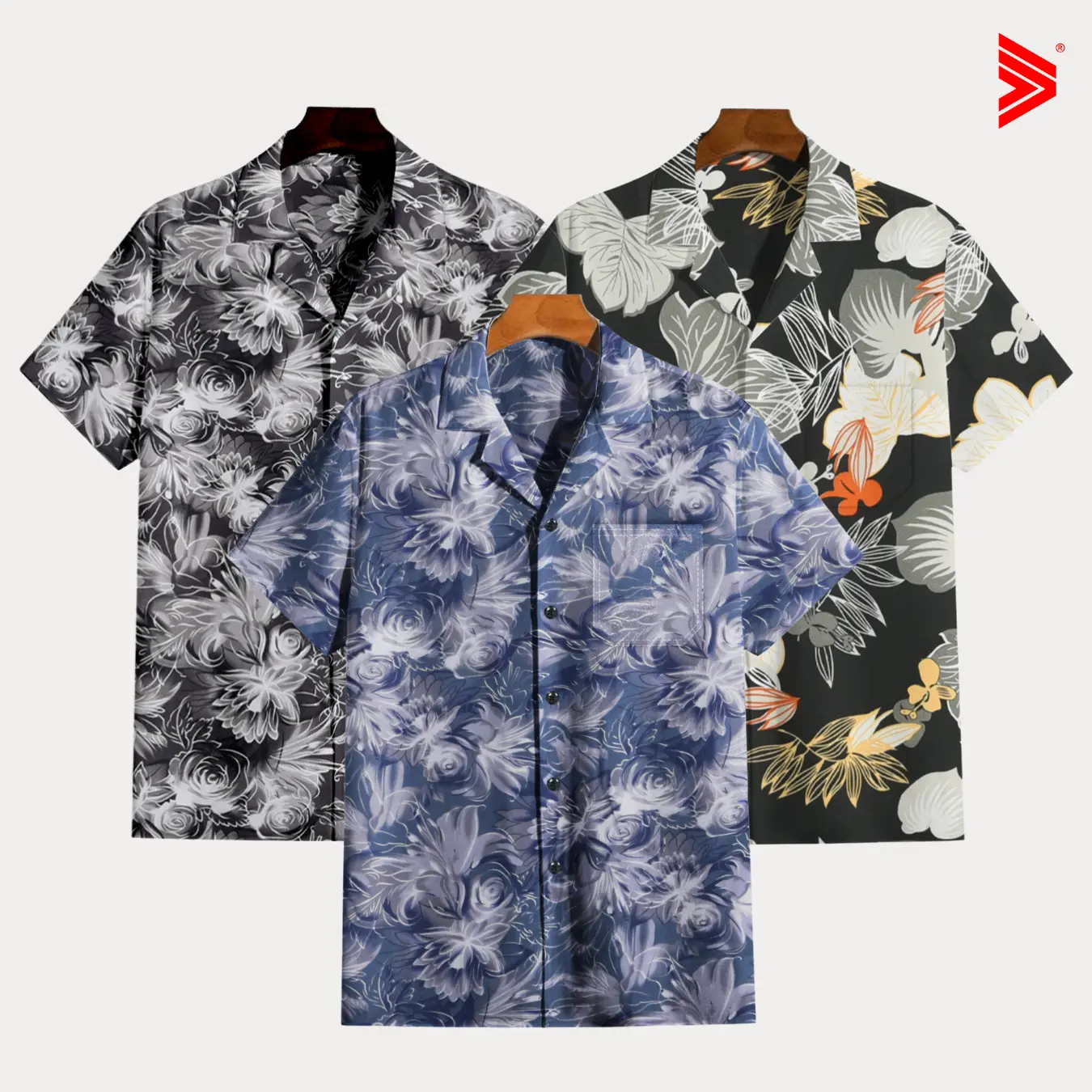 Tiagan99 Kemeja Pria Motif Printing Klasik Floral Hawai Lengan Pendek Katun All Colours Classic