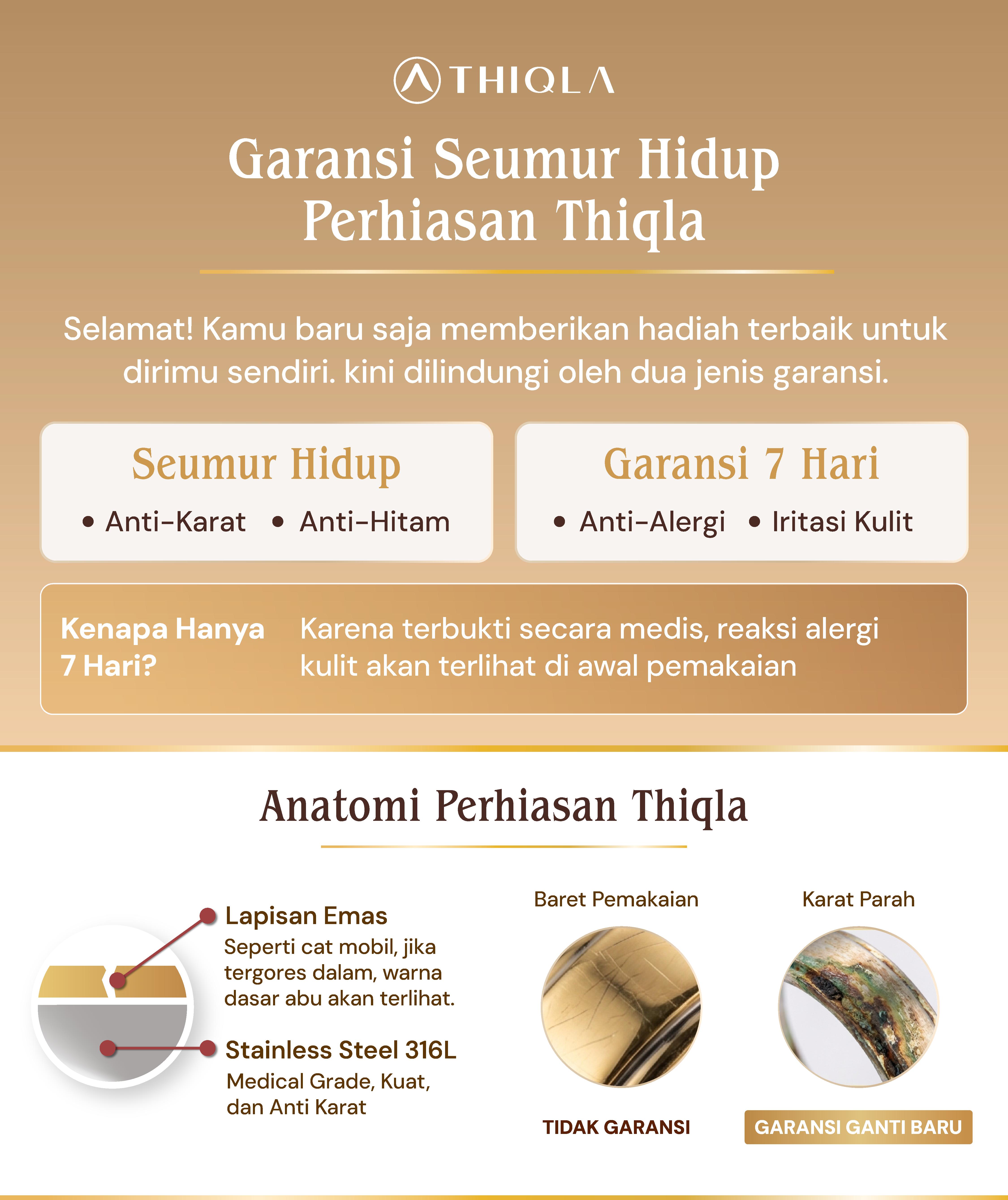 THIQLA - Gelang Tali Rantai Tambang Besar PRAMESWARI - Gelang Rantai Twist Wanita Besar Elegan Mewah Anti Karat dilapisi Emas Asli