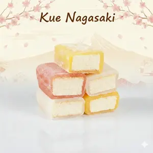 Kue Nagasaki Snow Ice Skin Cake Halal - Manis, Lembut, Lezat, Creamy, Camilan Kekinian Premium Jajanan Viral