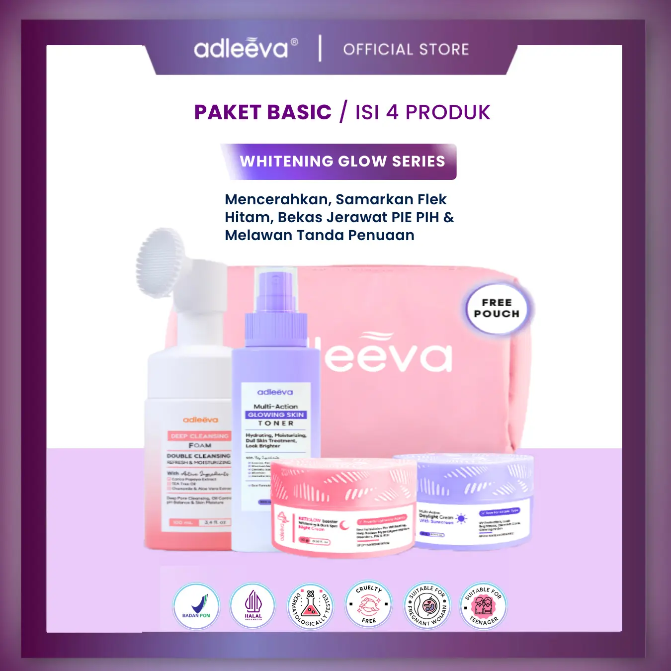 Adleeva Skincare Paket Whitening Glow Booster Series Basic