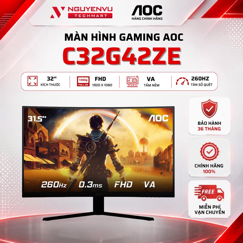 Màn Hình Cong Gmaing AOC C32G42ZE (32 inch / FHD / VA / 260Hz / 0.3ms)