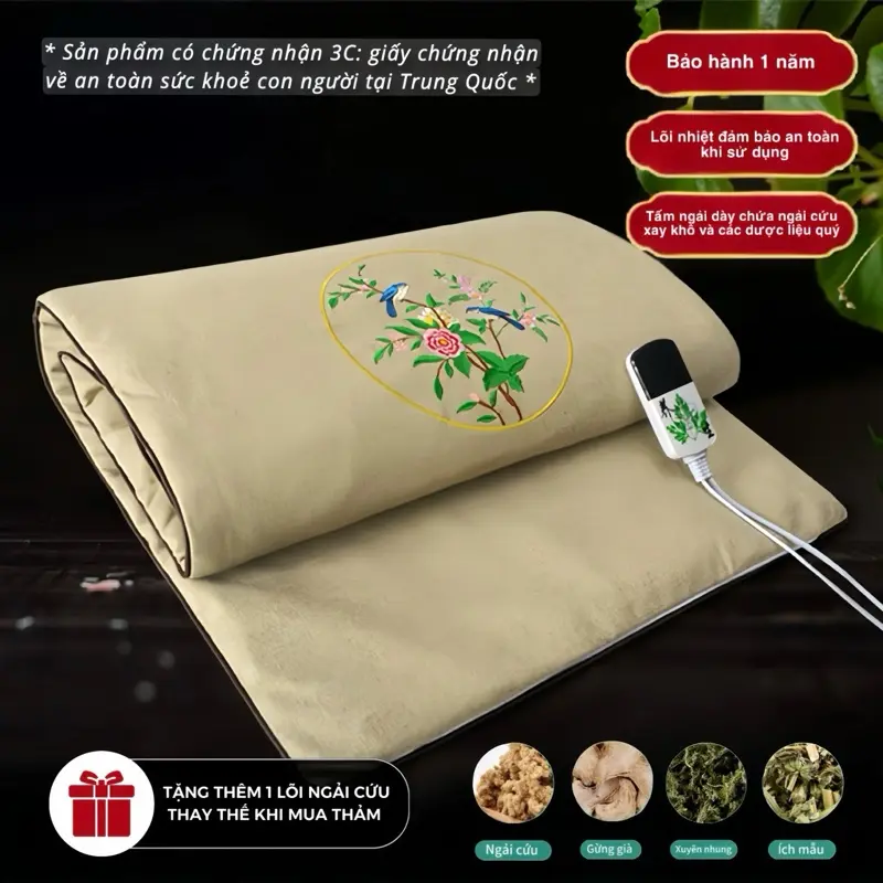 Thảm Ngải Cứu Đông Y Trung Hoa | Chườm Nóng, Sưởi Ấm, Hỗ Trợ Đau Nhức Xương Khớp, Mỏi Vai Gáy Đệm Sưởi Ngải Cứu Giúp Massage thư giãn mùa đông, đả thông kinh mạch rất tốt cho sức khoẻ