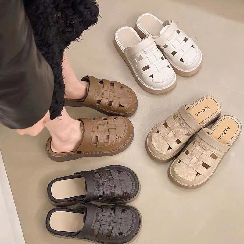 [ Chuẩn đế 4cm ] Dép sục nữ, sandal nữ đế kiểu dáng hàn quốc thanh lịch đế cao 4cm 2 màu đế đen và đế nâu giaydepsieuben 333