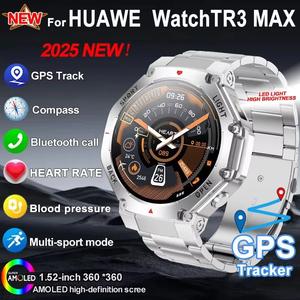 2025 NEW Smart Watch Men 1.53-inch HD screen GPS Track Compass Blood pressure Bluetooth Wireless Call Waterproof Sports Smartwatch