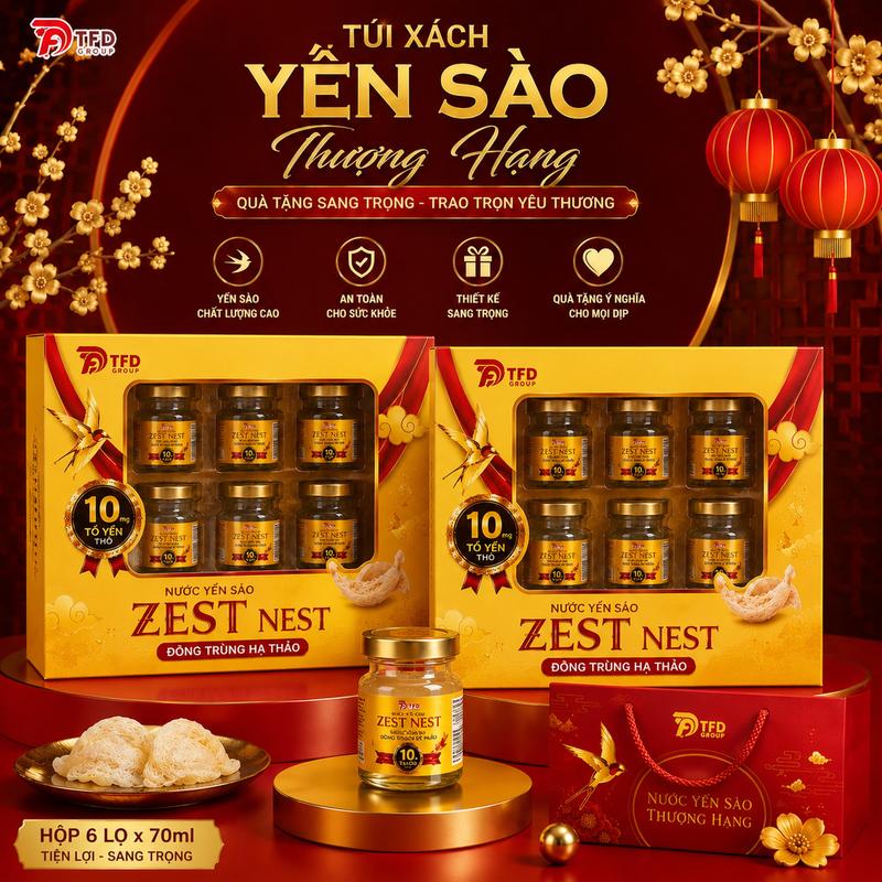 DEAL SỈ 99K/ HỘP YẾN SÀO THƯỢNG HẠNG - ZESTNEST ĐÔNG TRÙNG HẠ THẢO / ĂN KIÊNG / CANXI / ĐƯỜNG PHÈN 10MG YẾN TINH CHẾ - HỘP 6 LỌ 70ML