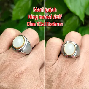 CINCIN PRIA MANI GAJAH PUTIH KECIL 10*12 RING MONEL DOFF IRAS