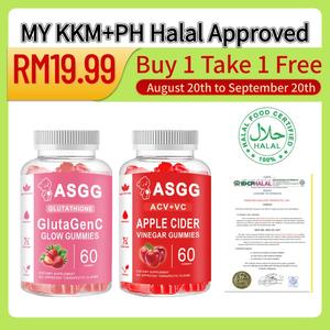 【Beli Satu Percuma Satu】ASGG glutathione Gummies Skin Whitening Untuk Memutihkan & Melembapkan Cuka Cider Gummies 60 Biji Mudah Alih Untuk Dimakan