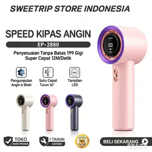Kipas genggam mini super cepat baru berkualitas tinggi, angin kencang, kipas turbo yang dapat disesuaikan, tampilan digital 200 kecepatan, cocok untuk olahraga luar ruangan, pendinginan cepat