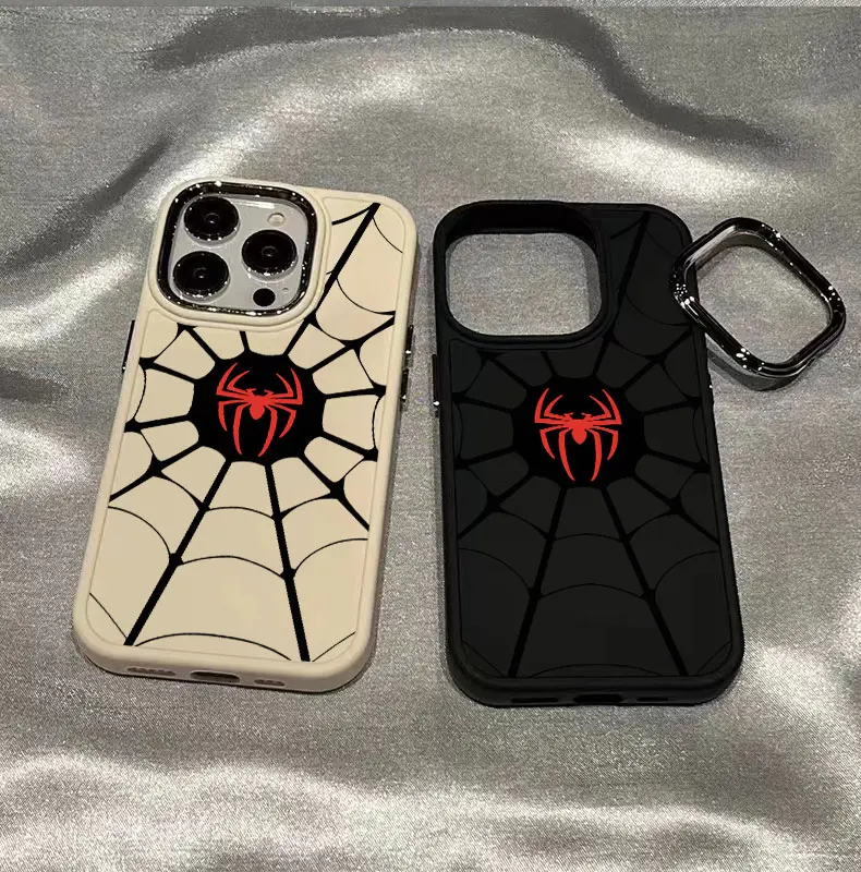 Electroplated photo frame TPU minimalist line spider web red spider fashion cool niche iPhone case for iPhone 15promax14Pro13/12/11/7/8plus/XR/xsmax new anti drop fully wrapped soft edge