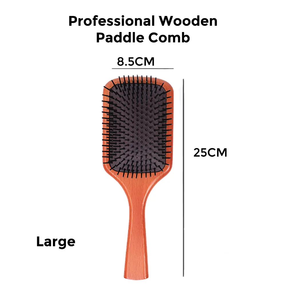 Professional Wooden Paddle Comb | Lightweight Detangling & Blow-Dry Styling Brush | Scalp Massage, Ventilated Design, Prevents Bacterial Growth, Ideal for Smoothing & Straightening