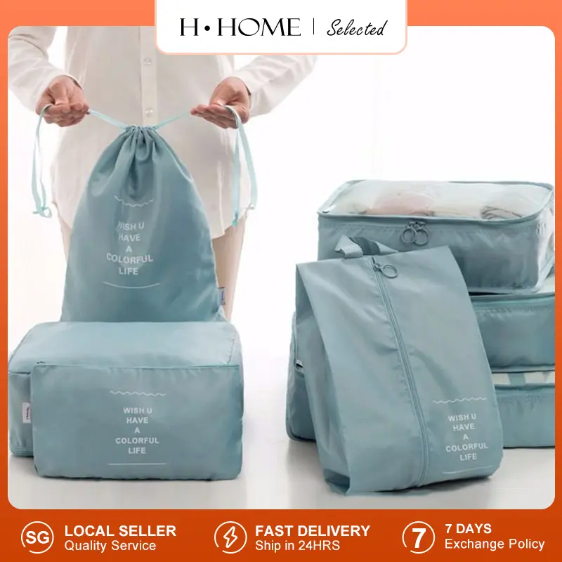 7In 1 Packing Bag Travel Storage Bag 7PCS Travel Organiser Foldable Luggage Set Washable Travel Pouch for Clothes Shoes Underwear