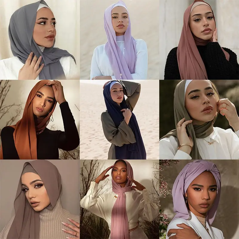 [SG Seller]Chiffon Hijab/Plain Bubble Thick Heavy Chiffon /High Quality Georgette Scarf Solid