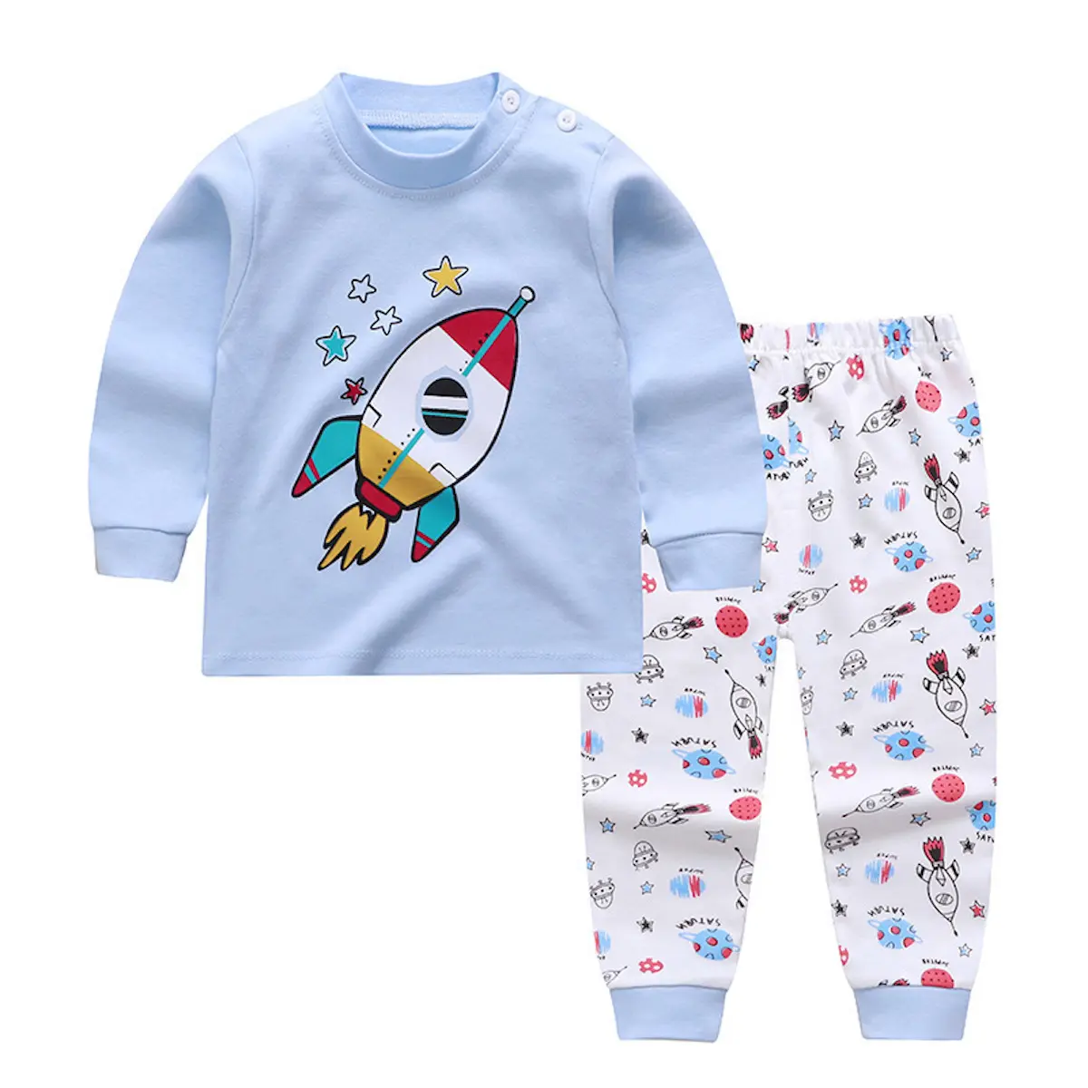 Kids Sleepwear Children Pyjamas Top and Bottom Set Baby Sleeping Shirt