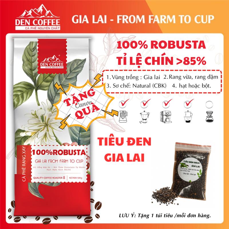 500gram Cà phê RANG MỘC nguyên chất (100% Robusta Gia Lai - trái chín >85%)