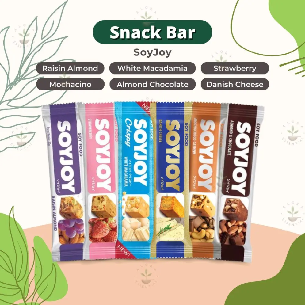 SoyJoy Snack Bar Raisin Almond White Macadamia Strawberry Mochacino Almond Chocolate Danish Cheese