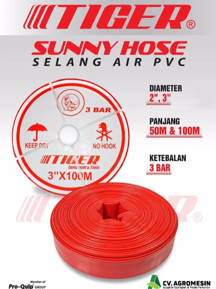 Selang Air Lipat Sunny Hose Layflat Irigasi TIGER