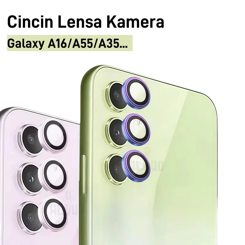 Cincin Lensa Kamera Kaca untuk Samsung Galaxy A16 A55 A35 A06 A05 A05S A15 5G A54 A34 A14 S25 S24fe S25+ S24+ S23+ FE Pelindung Layar Logam Pelindung Casing Tutup