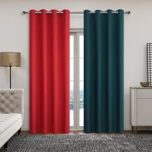 CASA RUYI 50% sombra Cortinas de estilo navideño 137*230CM Cortinas lisas en color rojo y verde Decoraciones navideñas Cortinas opacas y anti-sol