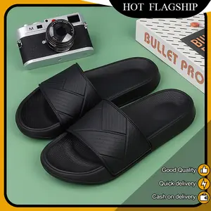 Apparel Sandal Slop Karet Hitam Putih Sendal Pria Wanita Upperlock Tanpa Lem Anti Licin Fleksibel Zebra Hitam Polos Selop Material Karet Phylon Ringan Empuk Anti Slip Elastis Tinggi - Shoes