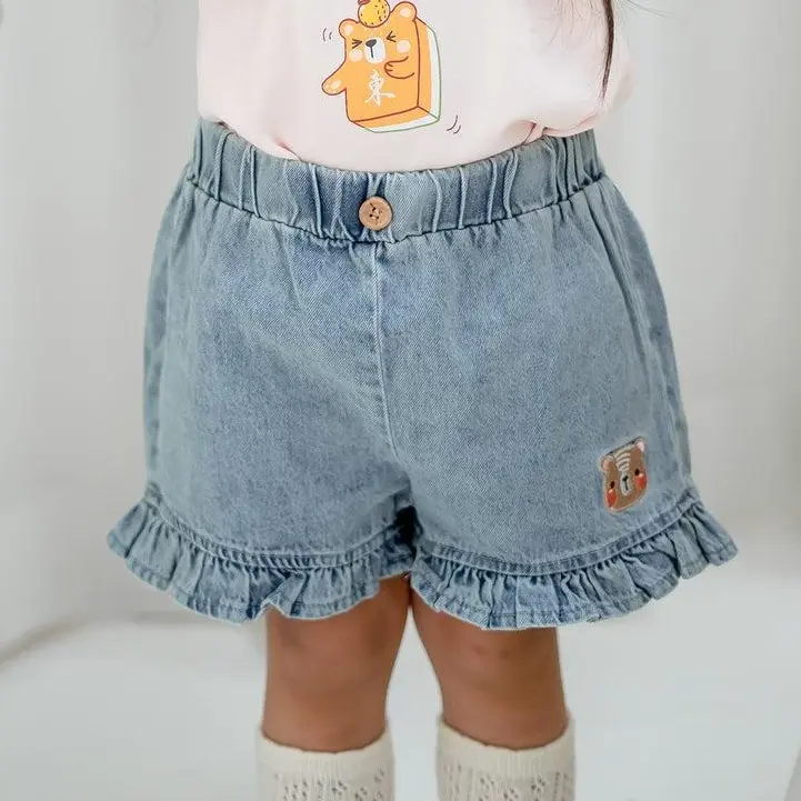 LEBEAR DENIM RUFFLE SHORTS
