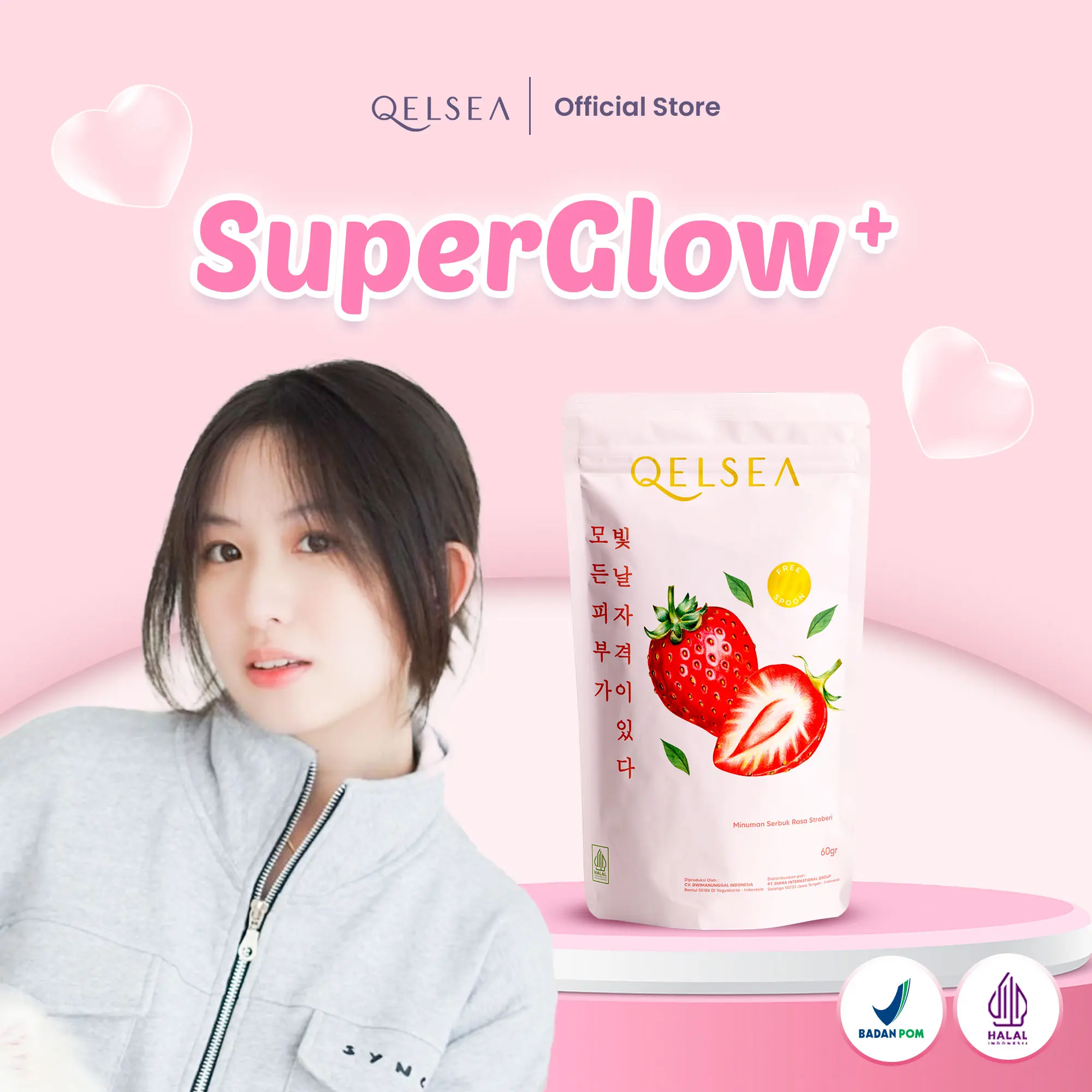 Qbast Qelsea 1 Pcs Glutathione 360 mg Minuman Rasa Stoberi