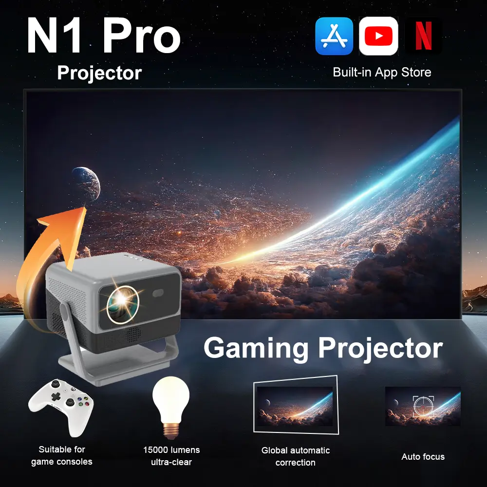 N1pro 4K Ultra HD Projector 1080P with Auto Focus and Bluetooth 5.2 Office Projector Home Theater Video Projector
