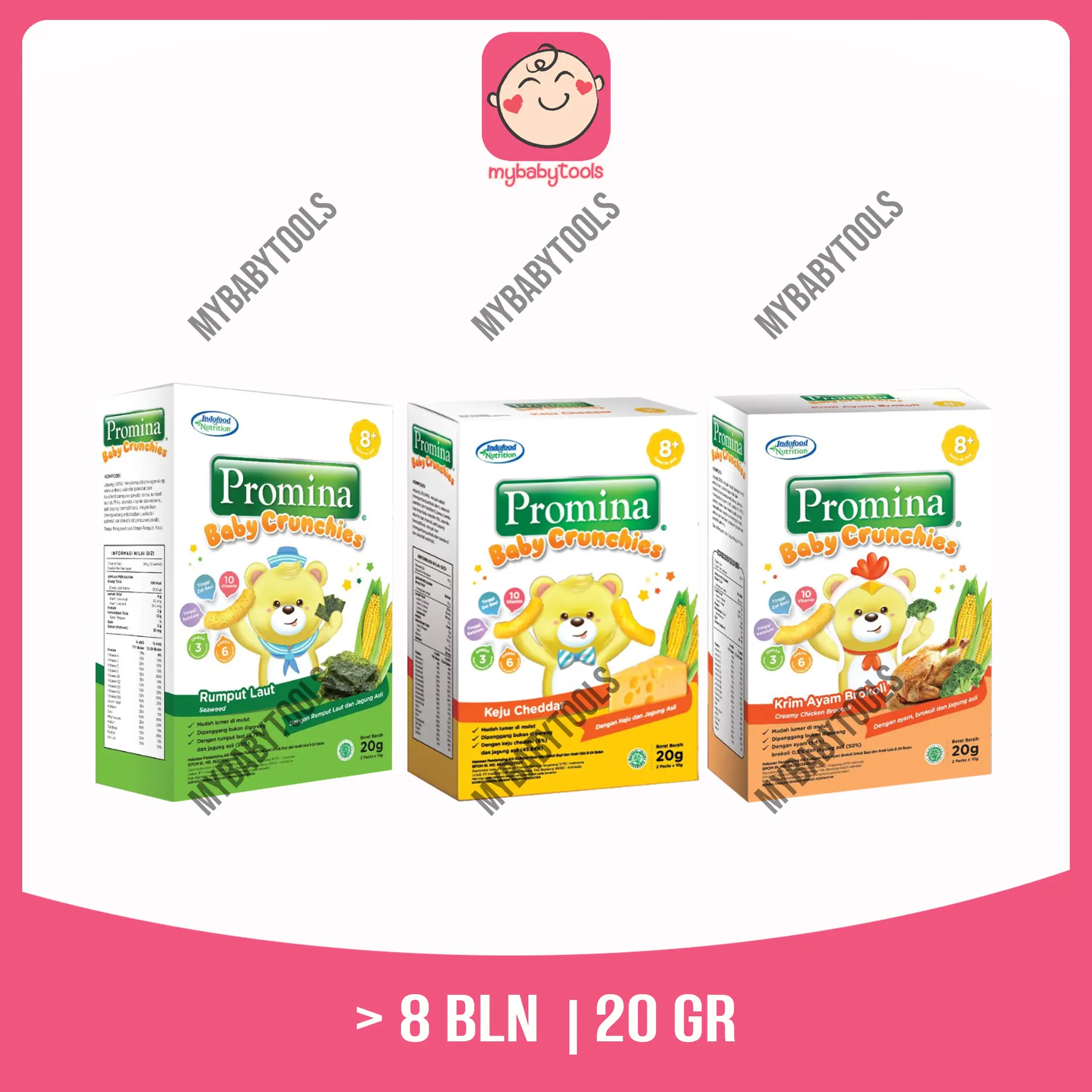 PROMINA BABY CRUNCHIES SNACK KEJU SEAWEED BROCCOLI 20GR Bayi