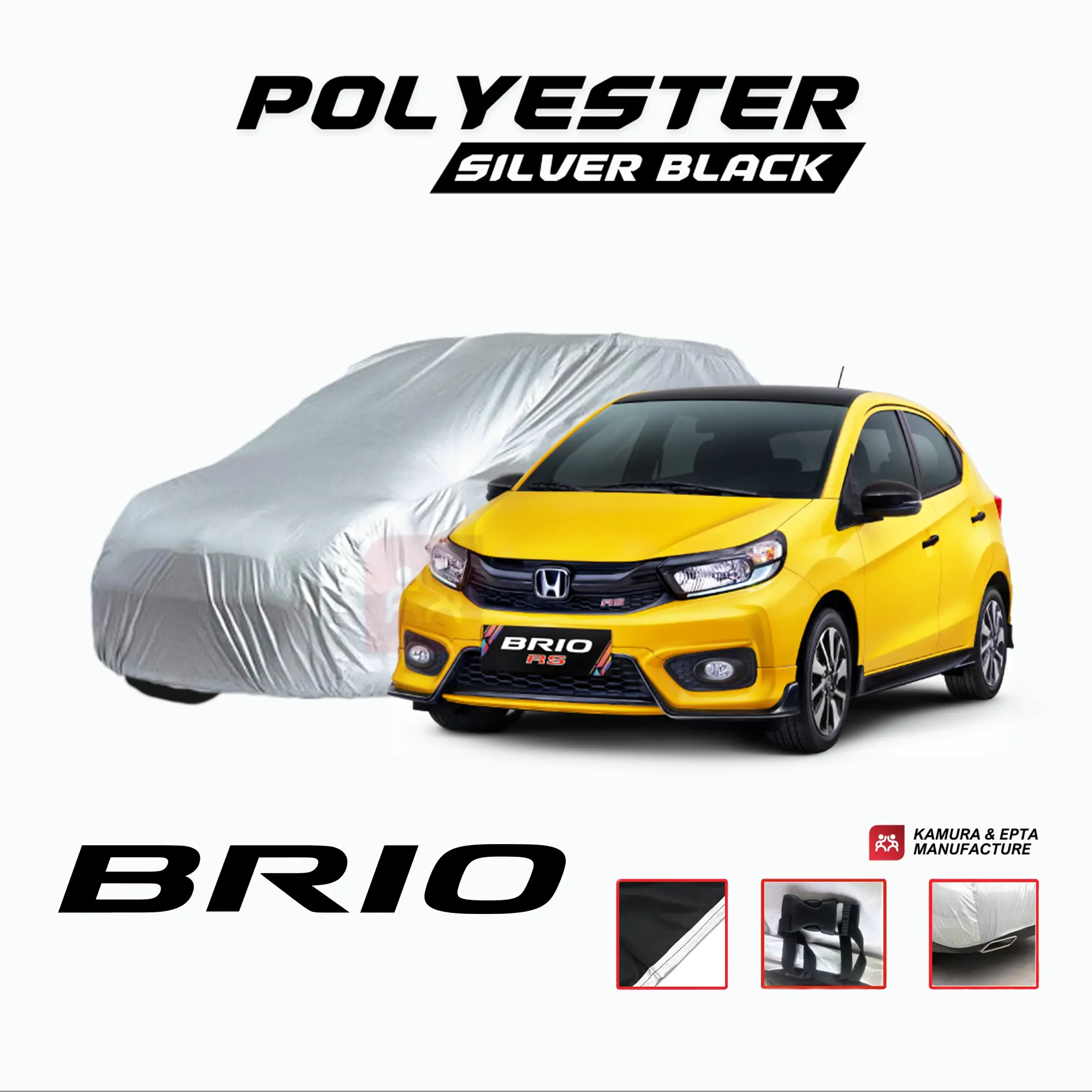 Sarung Mobil BRIO – Polyester Car Cover Waterproof, Proteksi UV & Anti Panas, Karet Pengait Kendaraan
