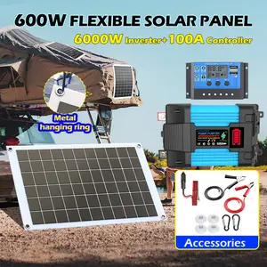 6000W 110V/220V Solar Panel System KITS 600W Solar Panel Battery Charge Controller Solar Inverter Kit Complete Power Generation