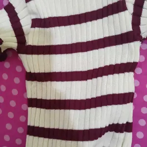 AUDRIS CURLY STRIPE - Atasan baju rajut anak Perempuan lengan pendek Korea kids Fashion