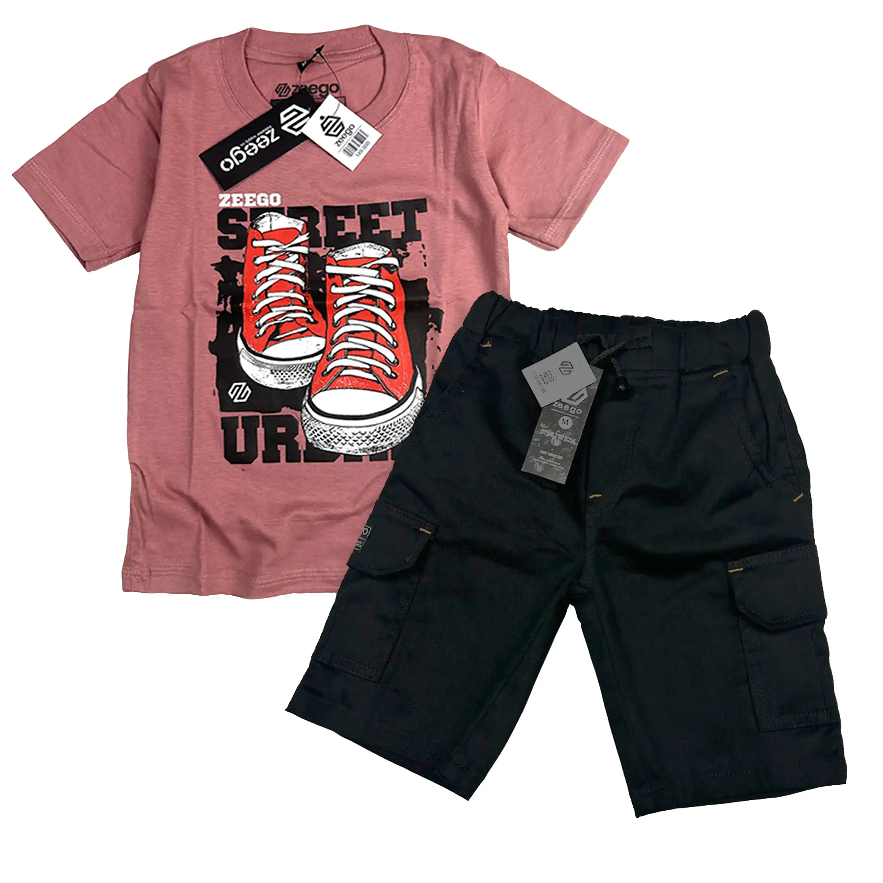Setelan Anak laki Laki Umur 3 - 12 Bahan Cotton Kaos Anak Distro Celana Cargo Canvas Baju Pakaian Fashion
